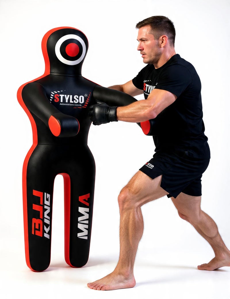 Stylso Un-Filled Grappling Dummy Wrestling Dummy Jiu Jitsu Dummy for BJJ MMA Judo Karate Training Adult Kids and Youth Practice Tackling Dummies (Black, 5ft / 60") - Image 1